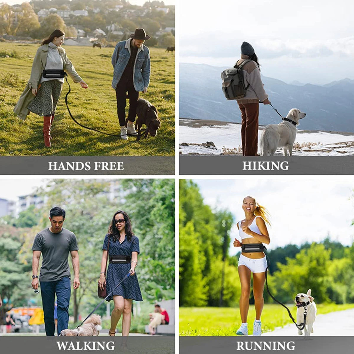 Hands-Free Dog Leash with Waist Bag