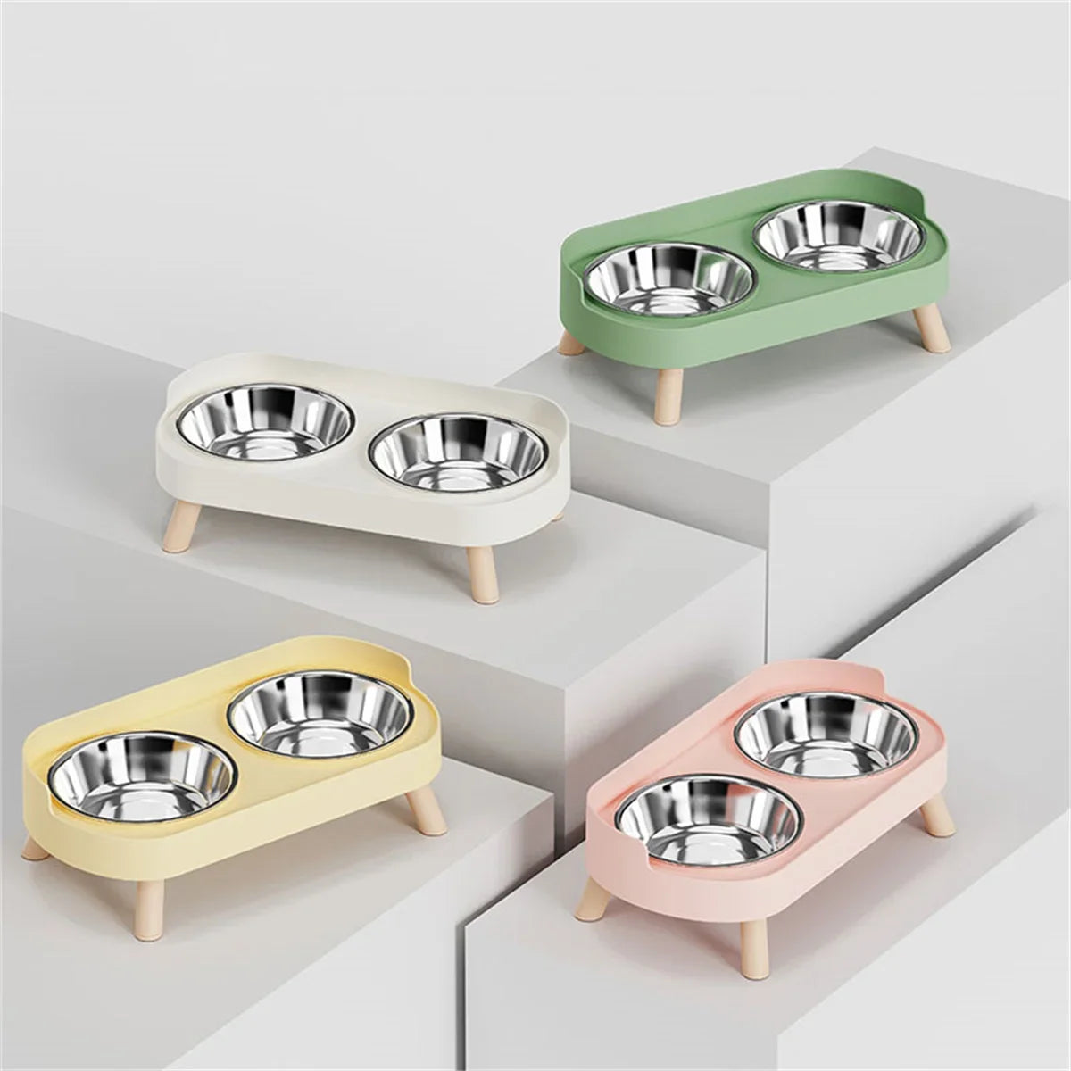 Colorful Stainless Steel Double Pet Bowl